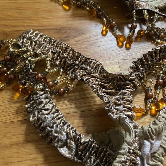 Vintage 80s Gold Snake Skin 4 Pc Beaded Belly Dance Cabaret S - Picture 6 of 10